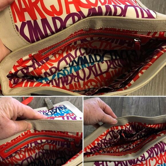 Marc by Marc Jacobs Womens Werdie Crossbody Messenger Bag Beige Taupe Orange - Picture 11 of 12